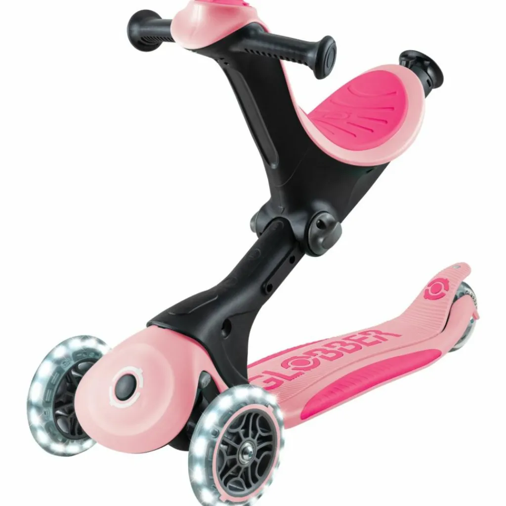 Trottinette Go up Deluxe Lights Pastel Rose Porteur Évolutif En Trottinette